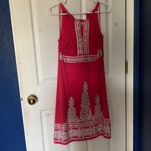 Pink Dress with embroidered appliqué and rhinestone and beautiful keyhole detail